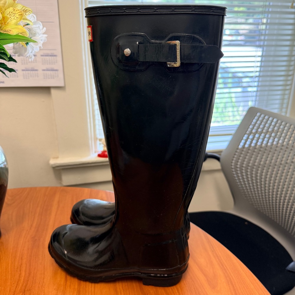 Hunter Original Tall Clear Haze Ombre Black Grey Rubber Rain Boots US 5 Wellies - Picture 15 of 16